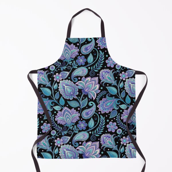 Item preview, Boho floral pattern. Emerald green & amethyst purple on black background. designed and sold by iclipart.