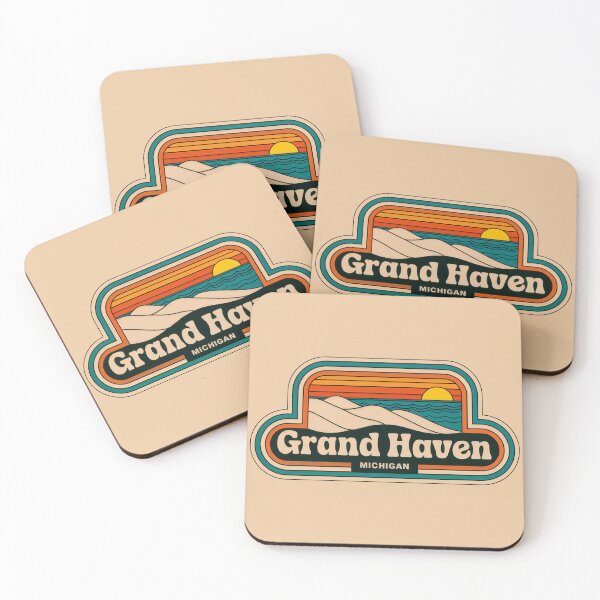Item preview, Grand Haven Michigan 70s Retro Sunset designed and sold by TheOldMittenIllustrated.