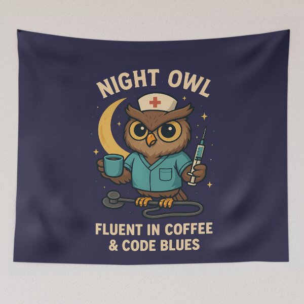 Item preview, Night Owl Nurse: Fluent in Coffee & Code Blues designed and sold by k3rstman1.
