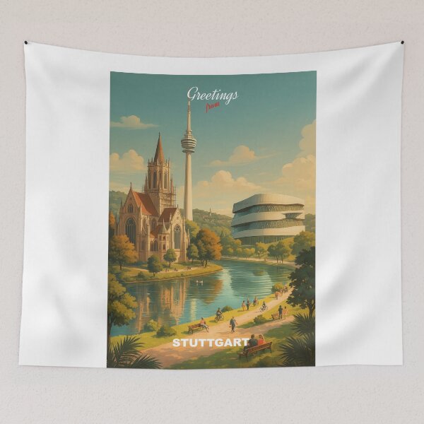 Item preview, Greetings from STUTTGART GERMANY - Modern Colorful City View designed and sold by Earth Celebration Designs.