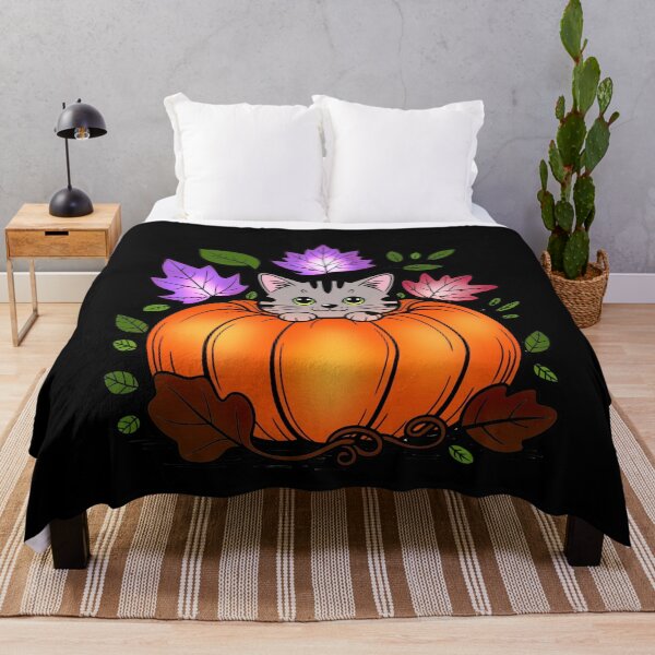 Item preview, Cat in Pumpkin – Cute Autumn Illustration with Leaves designed and sold by RUNO LAB.