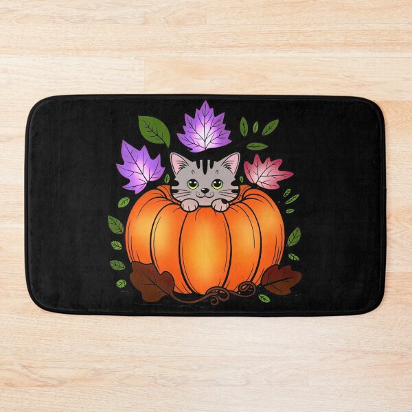 Item preview, Cat in Pumpkin – Cute Autumn Illustration with Leaves designed and sold by RUNO LAB.