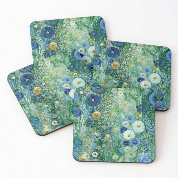 Item preview, Surreal Klimt Spiral Garden in Blue and Gold designed and sold by joannejgg.