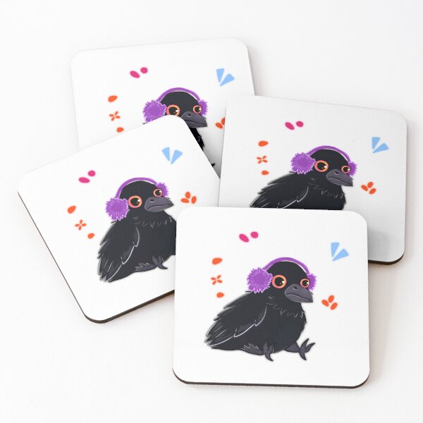 Item preview, Cute Crow with Purple Earmuffs – Winter Bird Illustration designed and sold by Ladytaleart.