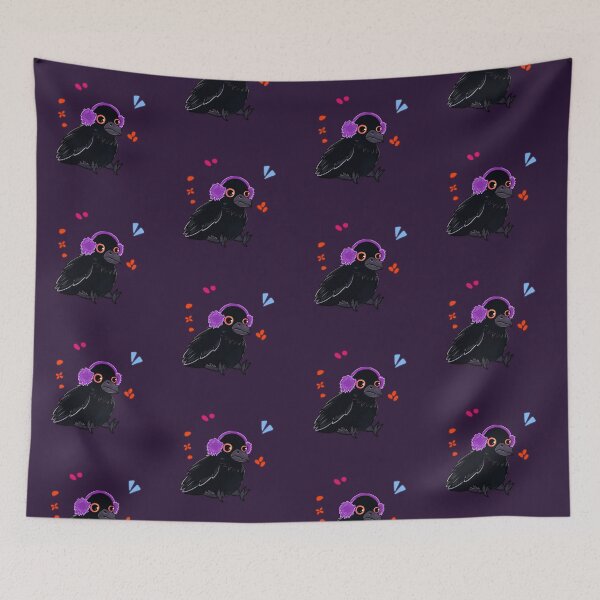 Item preview, Cute Crow with Purple Earmuffs – Winter Bird Illustration designed and sold by Ladytaleart.
