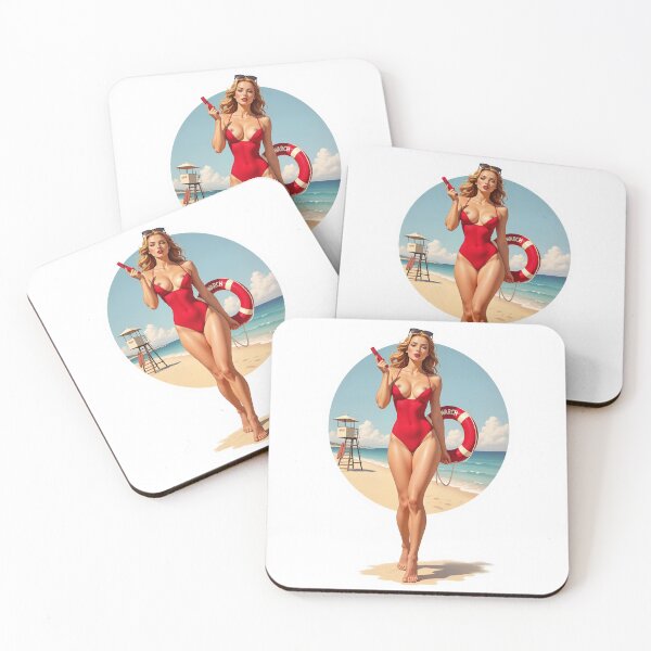 Item preview, HeyWatch Pinup – Red Swimsuit Lifeguard Babe NSFW designed and sold by Lightning-Lace.