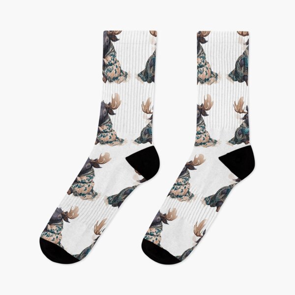 Item preview, Cozy Moose Wrapped in Floral Blanket with Hot Cocoa designed and sold by Anastasiia Yurevych.