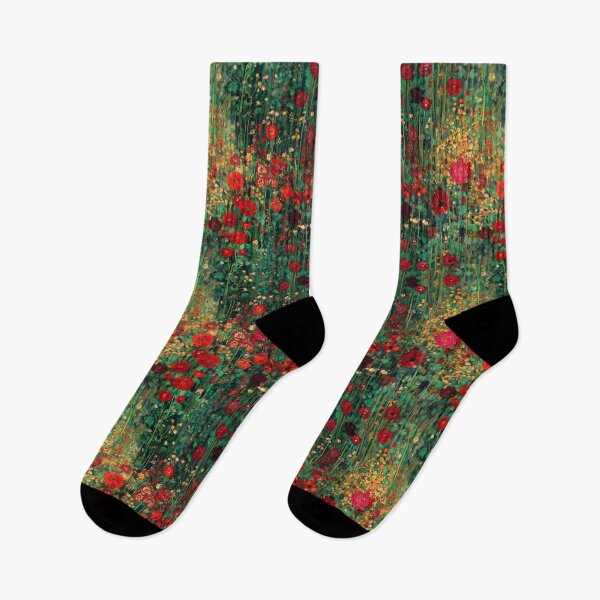Item preview, Klimt-Inspired Scarlet and Gold Wildflower Garden designed and sold by joannejgg.