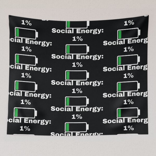 Item preview, Instantly Clear Message of Social Exhaustion – Battery at 1% designed and sold by SplashTastic.