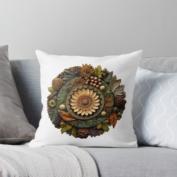 Aperçu de l'œuvre Mandala nature de fleurs, feuilles et graines d'automne créée et vendue par LabMandala.
