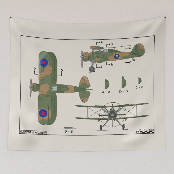 Item preview, Gloster Gladiator WW2 Biplane Fighter Color Diagrams designed and sold by MilitaryMart.