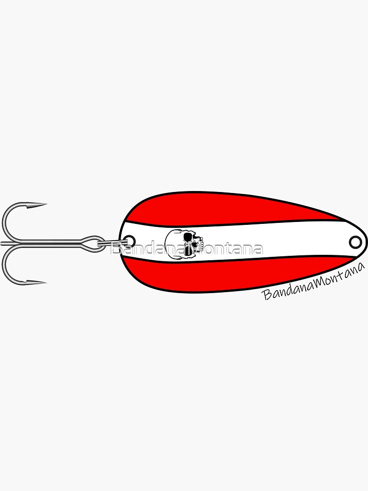 Red and White Striped Fishing Lure Vector Sticker for Sale by