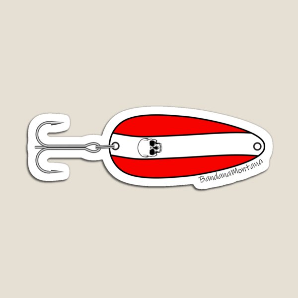 Red and White Striped Fishing Lure Vector Magnet for Sale by BandanaMontana