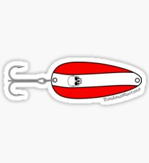 Red and White Striped Fishing Lure Vector Sticker