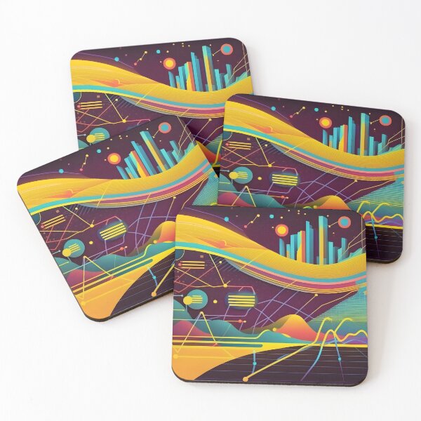 Item preview, Big data abstract visualization concept in retro color palette. Infographic style illustration. AI Generative content designed and sold by dvoevnore.