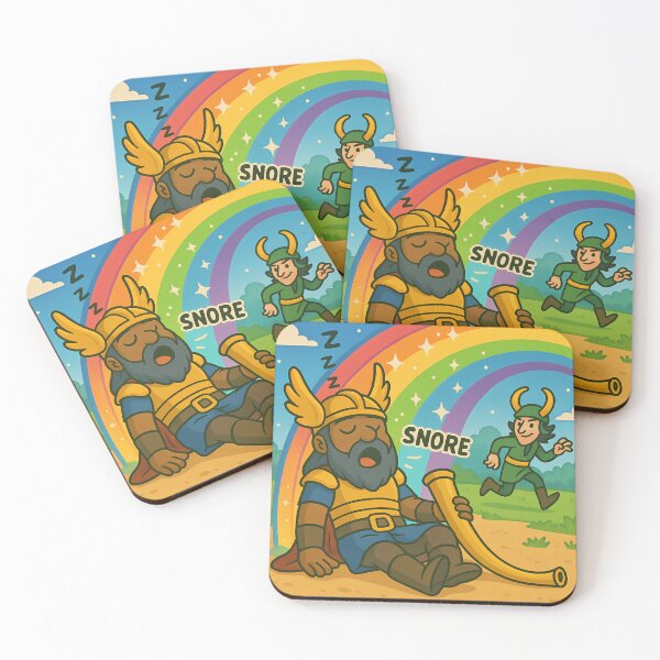 Item preview, Heimdall Asleep on Watch – Funny Norse Cartoon designed and sold by NorseDrip.