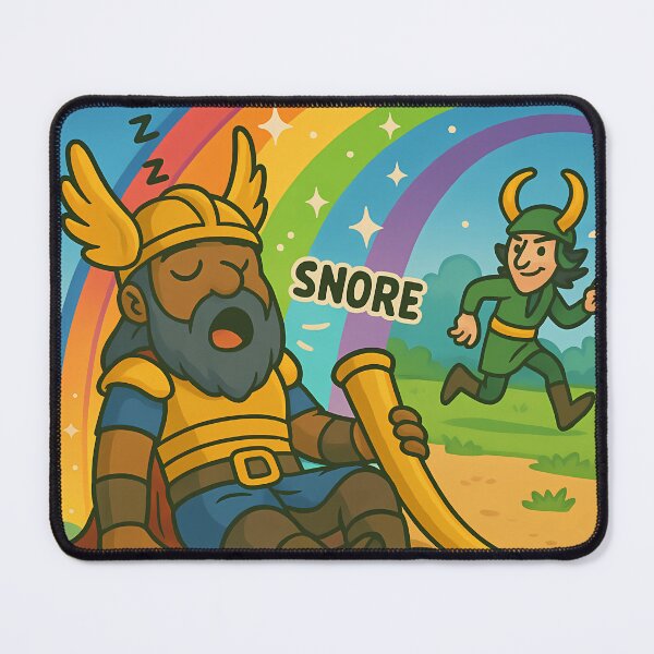 Item preview, Heimdall Asleep on Watch – Funny Norse Cartoon designed and sold by NorseDrip.