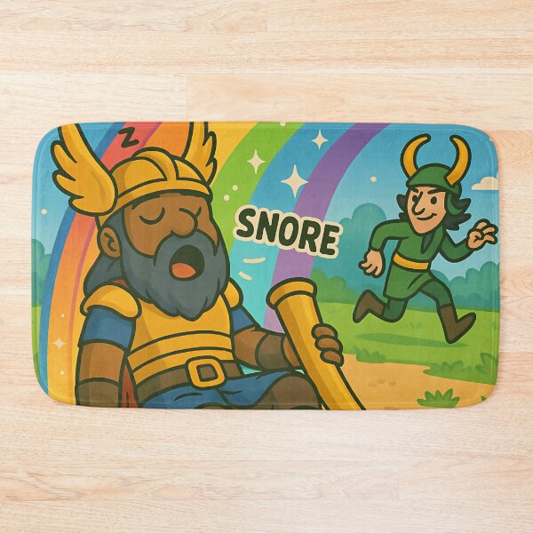 Item preview, Heimdall Asleep on Watch – Funny Norse Cartoon designed and sold by NorseDrip.