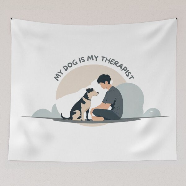 Item preview, Minimalist Dog and Human Silhouette – Emotional Support Art Print designed and sold by AlphaPet.