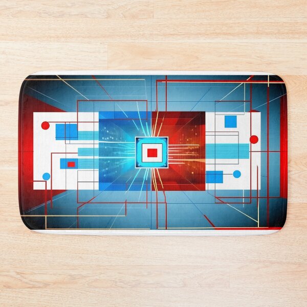 Item preview, Big data abstract geometry visualization concept background in Bauhaus retro style in red, blue and white colors. AI Generative content designed and sold by dvoevnore.