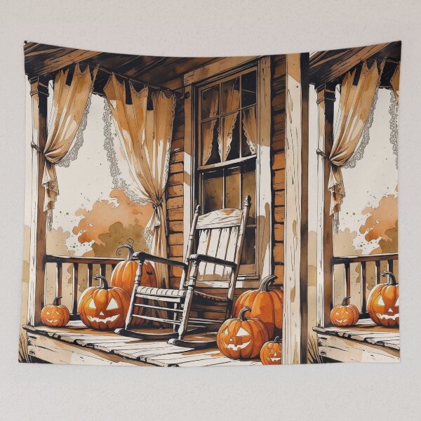 Item preview, Victorian Pumpkin Porch – Vintage Cottagecore Halloween designed and sold by Deezyned.
