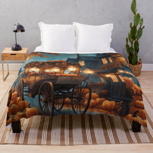 Item preview, Pumpkin Carriage Ride – Vintage Cottagecore Halloween Night designed and sold by Deezyned.