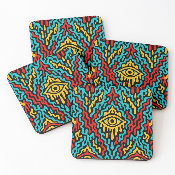 Item preview, Psychedelic Dripping Eyes Pattern in Neon Colors designed and sold by weirdfishes123.
