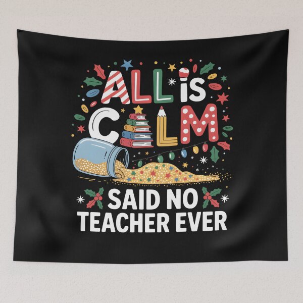 Item preview, All is Calm Said No Teacher Ever Glitter Jar Christmas designed and sold by clothesy7.