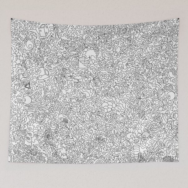 Item preview, Black and White Abstract Doodle | Minimalist Monochrome Line Art designed and sold by Zeddessay.