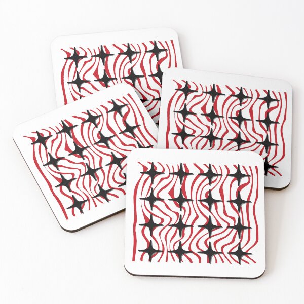 Item preview, Red Wave Black Stars Geometric Art  designed and sold by aubrey-stevens.