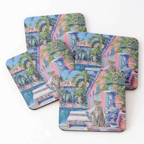 Item preview, Preppy cheetah at the swimming pool in Palm Beach designed and sold by SophieClimaArt.