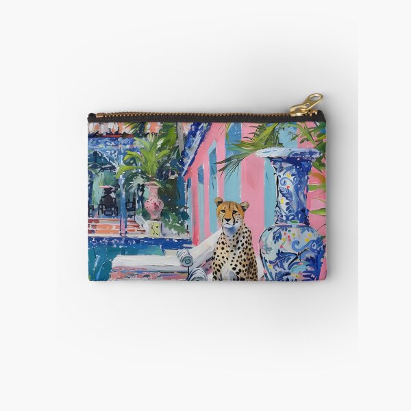 Item preview, Preppy cheetah at the swimming pool in Palm Beach designed and sold by SophieClimaArt.