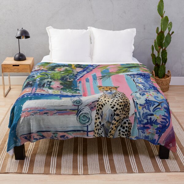 Item preview, Preppy cheetah at the swimming pool in Palm Beach designed and sold by SophieClimaArt.