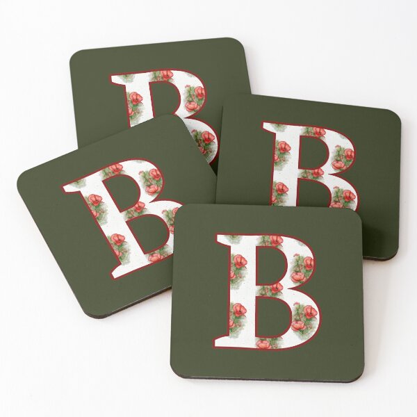 Item preview, Letter B, Decorated Initial, Red Poppies Watercolor Art designed and sold by JoyfulWhimsy.