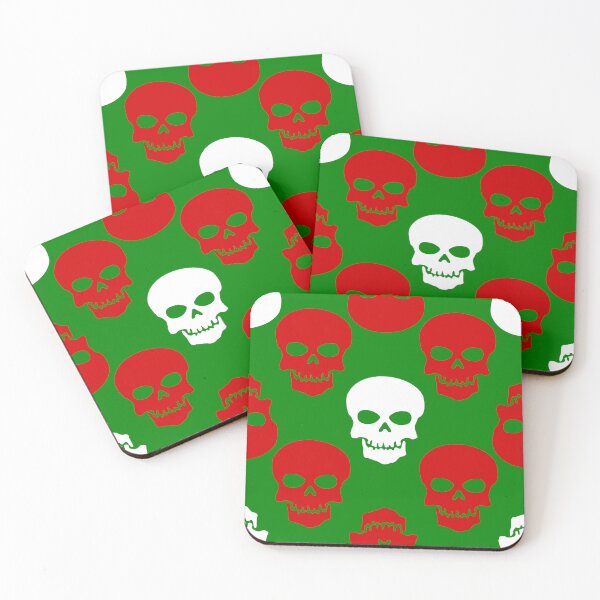 Item preview, ugly christmas skulls red white green designed and sold by Gossip Rag.