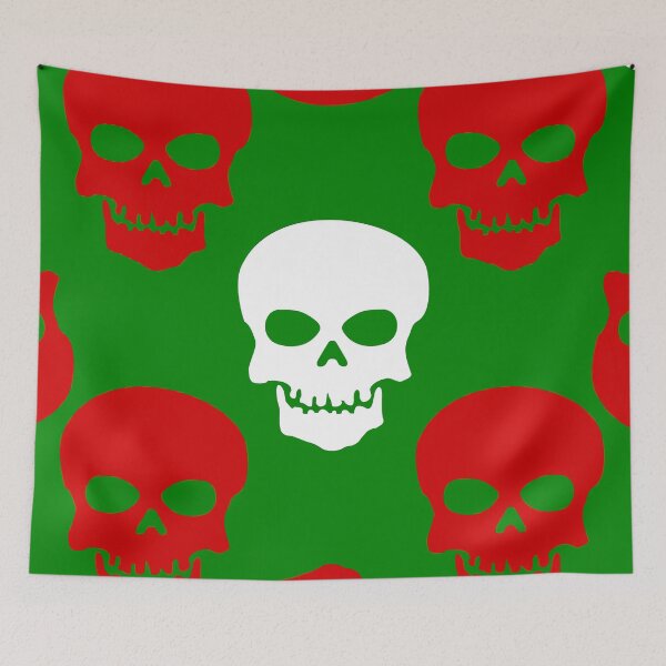 Item preview, ugly christmas skulls red white green designed and sold by Gossip Rag.