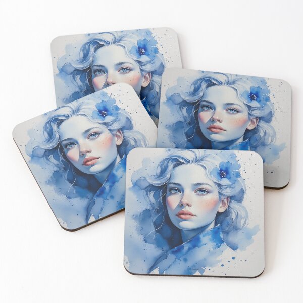 Artikelvorschau, Blue Serenity – Abstract Female Portrait Art entworfen und verkauft von Jennah.