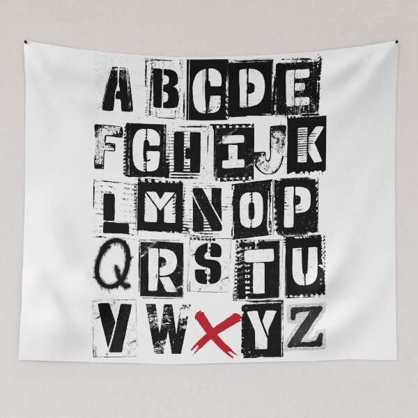 Item preview, Vintage Grunge Alphabet Typography Black White Art Print designed and sold by aubrey-stevens.
