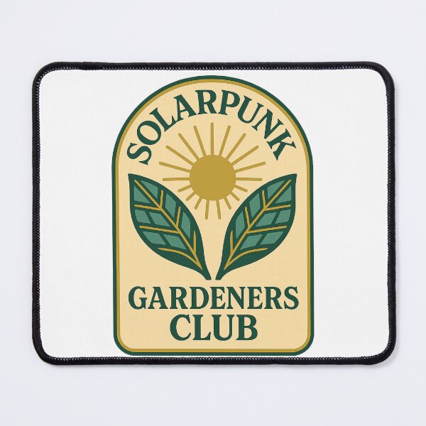 Item preview, Solarpunk Gardeners Club – Retro Eco Badge designed and sold by POD DYNASTY | Original Print On Demand T-Shirt Graphics.