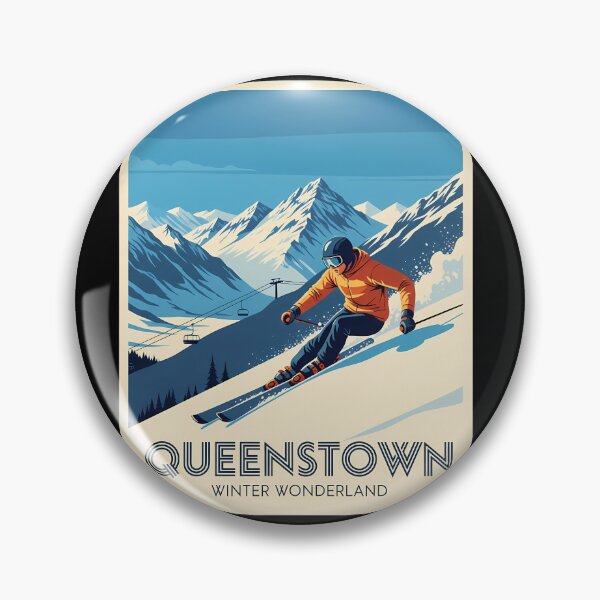Item preview, Queenstown New Zealand Ski Poster | The Remarkables Vintage Art designed and sold by Digital Dreams Arts.