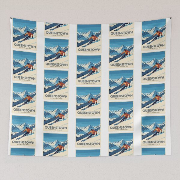 Item preview, Queenstown New Zealand Ski Poster | The Remarkables Vintage Art designed and sold by Digital Dreams Arts.