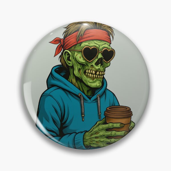 Item preview, Zombie in Heart Shaped Sunglasses Drinking Coffee designed and sold by NightTimeJ.