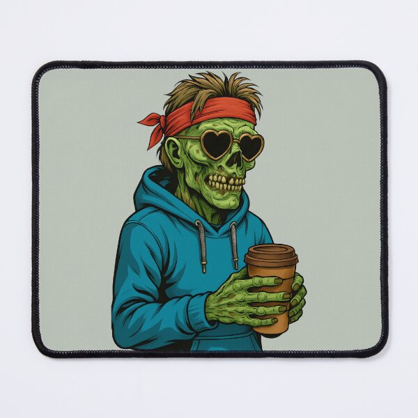 Item preview, Zombie in Heart Shaped Sunglasses Drinking Coffee designed and sold by NightTimeJ.