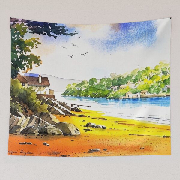 Item preview, Distant Salcombe from East Portlemouth2（Watercolour + AI） designed and sold by artsmeow.