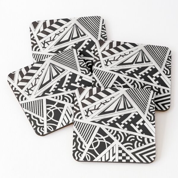 Item preview, Black and White Abstract Geometric Pattern Art designed and sold by GTeoArt.