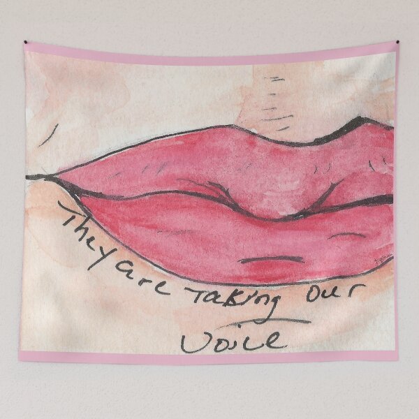 Item preview, They are taking our voice. Red Lips Doodle designed and sold by JTraffStudios.