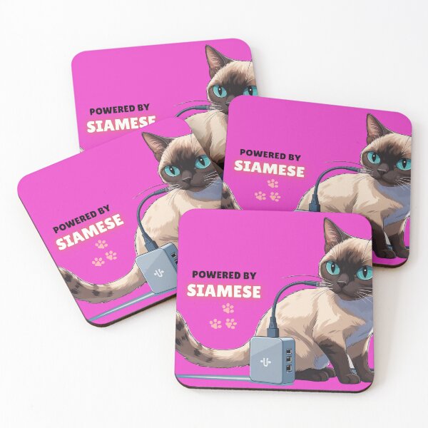 Item preview, Powered by Siamese cute funny cartoon design designed and sold by janicerafael.