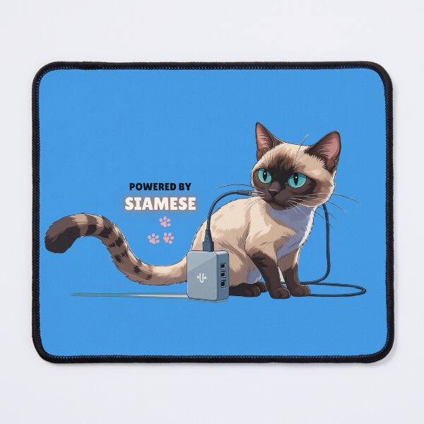 Item preview, Powered by Siamese cute funny cartoon design designed and sold by janicerafael.