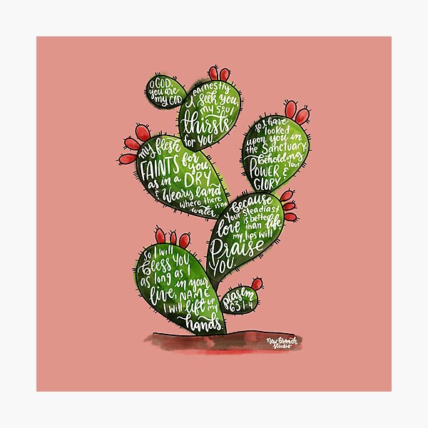 Vista previa del artículo con la obra «Salmo 63 - Escrito a mano sobre cactus», diseñado y vendido por NewBranchStudio.