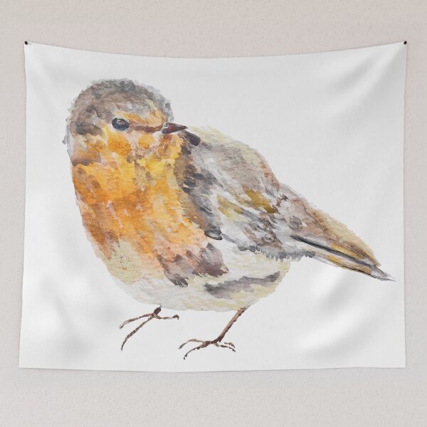 Item preview, Orange Robin Watercolor Painting Garden Bird Art 2 designed and sold by ColorandColor.